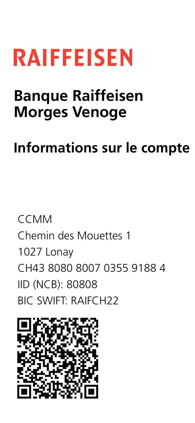 Informations pour le paiement